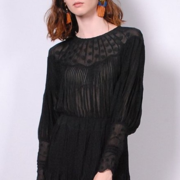 Ulla Johnson Alba Silk Polka Dot Sheer Blouse - Picture 2 of 16